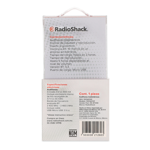 Audífonos Inalámbricos BT230 RadioShack Rojo 