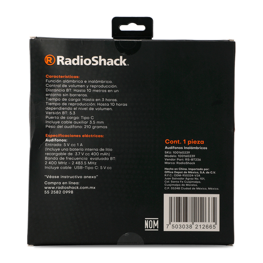 Audífonos Inalámbricos RS-BT236 RadioShack Negro