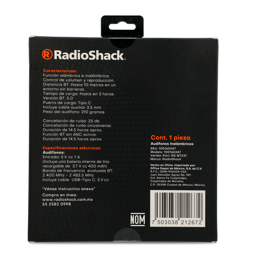 Audífonos Inalámbricos BT237 RadioShack Negro 
