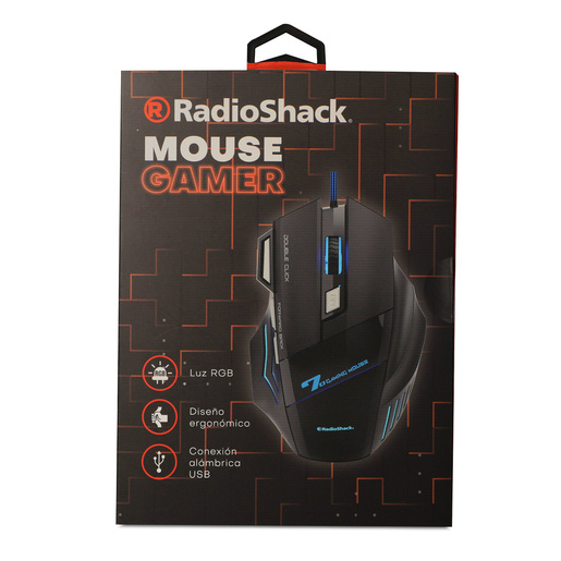 Mouse Gamer Ergonómico RadioShack Luces LED 7 botones Negro Mouse Gamer Ergonómico RadioShack Luces LED 7 botones Negro