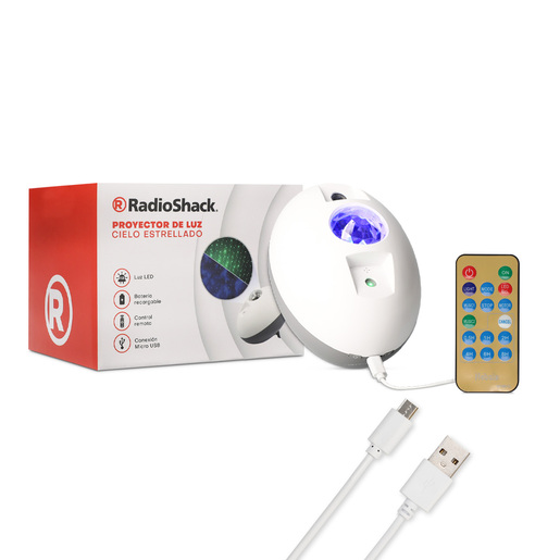 Proyector de Luz Cielo Estrellado RadioShack más Control Remoto Blanco Proyector de Luz Cielo Estrellado RadioShack más Control Remoto Blanco