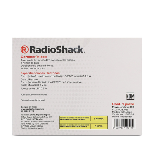 Proyector de Luz Cielo Estrellado RadioShack más Control Remoto Blanco Proyector de Luz Cielo Estrellado RadioShack más Control Remoto Blanco