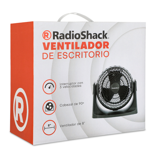 Ventilador para Escritorio RadioShack 3 velocidades 8 pulg. Negro