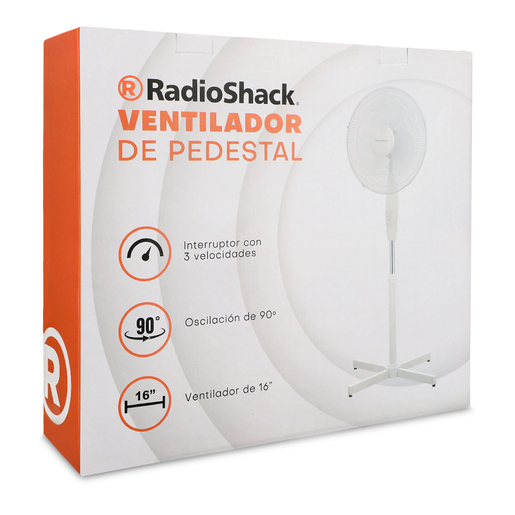 Ventilador de Pedestal RadioShack 3 velocidades 16 pulg. Blanco