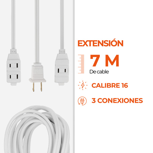 Extensión Eléctrica 7 m RadioShack Blanco Extensión Eléctrica 7 m RadioShack Blanco