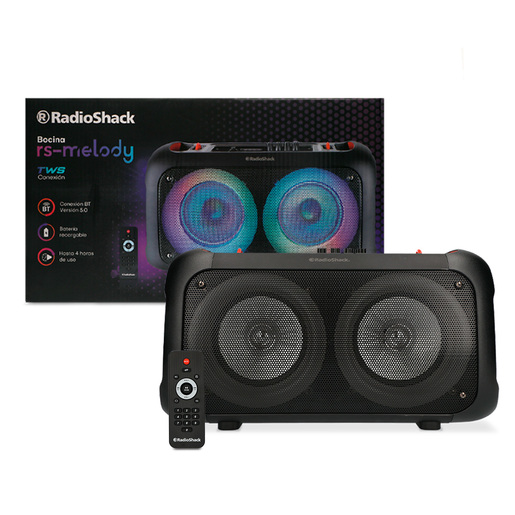 Bocina Doble Bluetooth Radio Shack Luz LED Negro Bocina Doble Bluetooth Radio Shack Luz LED Negro