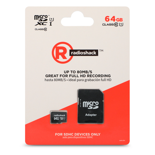 Tarjeta Micro SD RadioShack Clase 10 U1 64 gb
