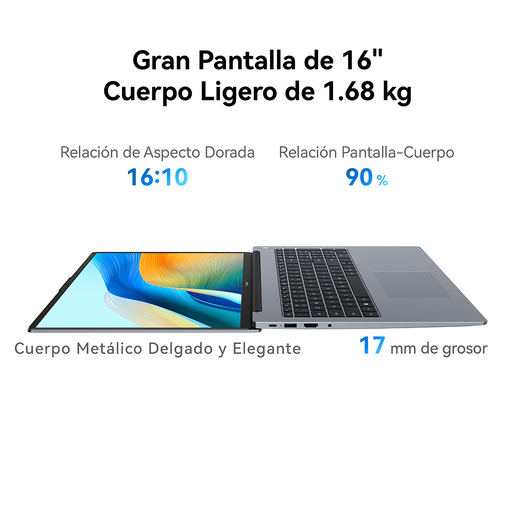Laptop Huawei MateBook D16 16 pulg. Intel Core i5 512gb 16gb RAM Gris
