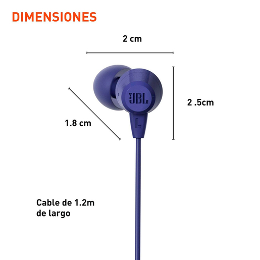 Audífonos Alámbricos JBLC50HIBLU Azul