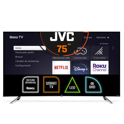 Pantalla Smart TV 75 pulgadas JVC 4K UHD LED Roku Frameless SI75URF Pantalla Smart TV 75 pulgadas JVC 4K UHD LED Roku Frameless SI75URF