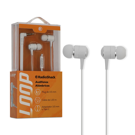 Audífonos Alámbricos RadioShack In Ear Micrófono 3.5 mm Blanco Audífonos Alámbricos RadioShack In Ear Micrófono 3.5 mm Blanco