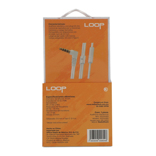 Audífonos Alámbricos RadioShack In Ear Micrófono 3.5 mm Blanco Audífonos Alámbricos RadioShack In Ear Micrófono 3.5 mm Blanco