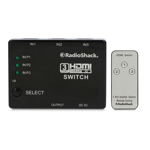 Switch HDMI Tridireccional RadioShack Negro Switch HDMI Tridireccional RadioShack Negro