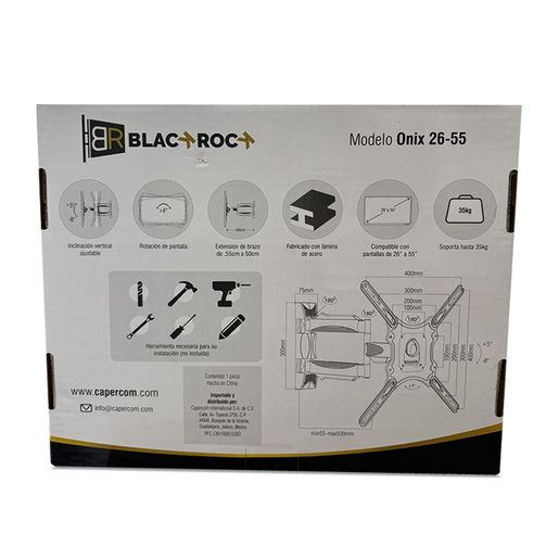 Soporte Articulado para Pantalla Onix Black Rock 26 a 55 pulg. Negro  Soporte Articulado para Pantalla Onix Black Rock 26 a 55 pulg. Negro