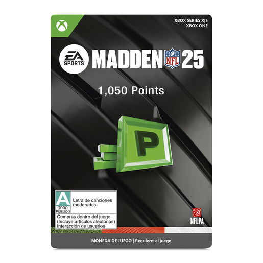 Madden NFL 25 1050 Puntos Xbox One Series X/S Descargable Madden NFL 25 1050 Puntos Xbox One Series X/S Descargable