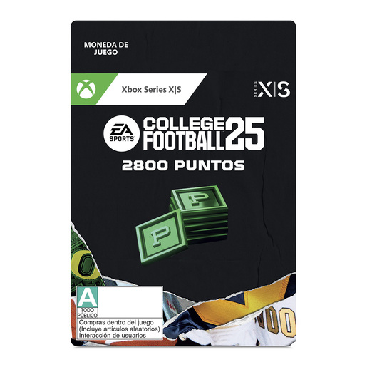 College Football 25 2800 Puntos Xbox Series X/S Descargable College Football 25 2800 Puntos Xbox Series X/S Descargable