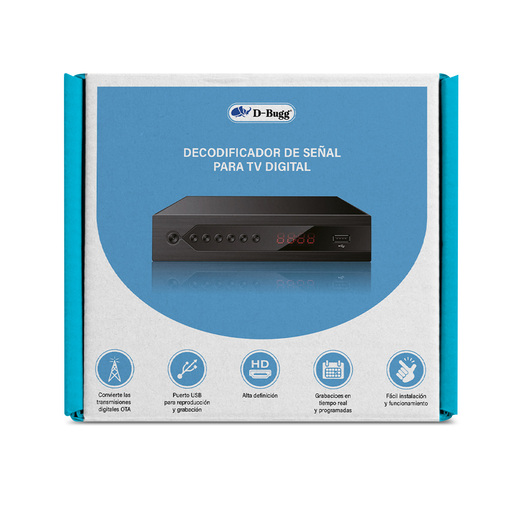 Decodificador de TV Digital Dbugg para Canales HD Negro Decodificador de TV Digital Dbugg para Canales HD Negro