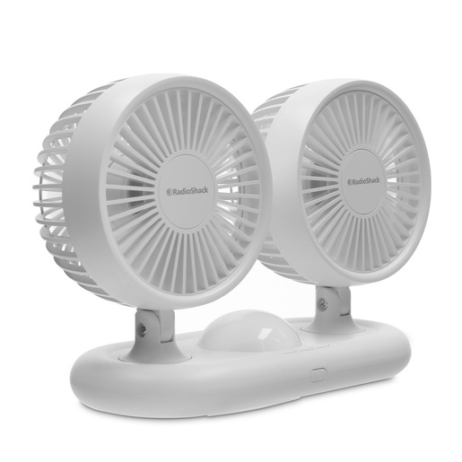 Ventilador Doble Portátil RadioShack con Luz Blanco Ventilador Doble Portátil RadioShack con Luz Blanco
