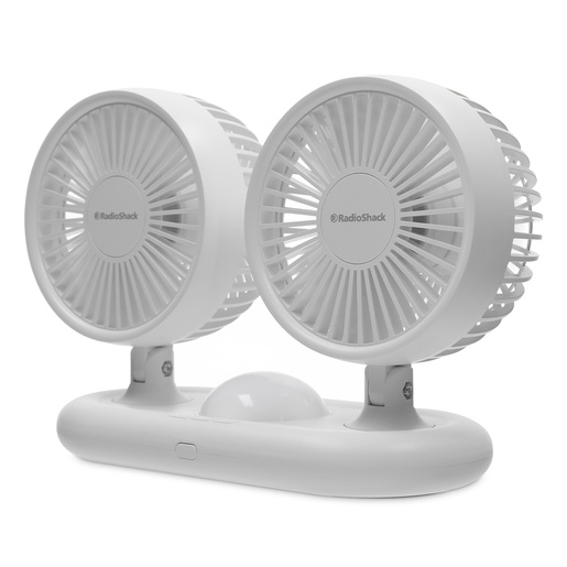 Ventilador Doble Portátil RadioShack con Luz Blanco Ventilador Doble Portátil RadioShack con Luz Blanco