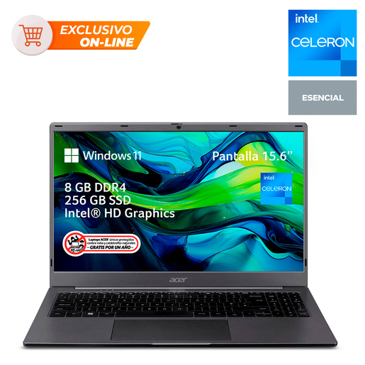 Laptop Acer Aspire Lite 15 Intel Celeron N4500 15.6 pulg. 8GB RAM 256GB SSD Plata Laptop Acer Aspire Lite 15 Intel Celeron N4500 15.6 pulg. 8GB RAM 256GB SSD Plata