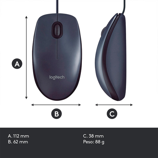 Teclado con Mouse Alámbrico Logitech MK120 / Negro