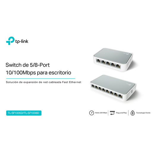 Mini Switch TP Link TL SF1005D / Blanco / 5 puertos