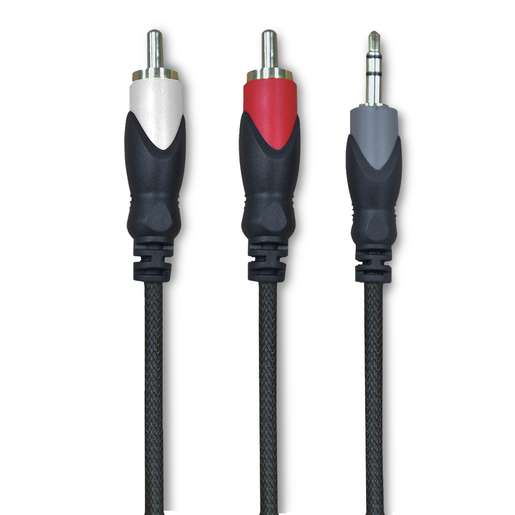 Cable Auxiliar 3.5 mm a Doble RCA RadioShack / 1.8 m / Plástico / Negro