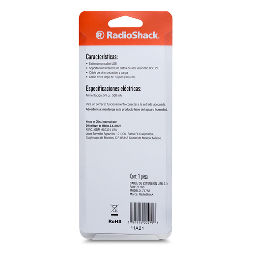 Cable de Extensión USB RadioShack 3 m Plástico Negro Cable de Extensión USB RadioShack 3 m Plástico Negro