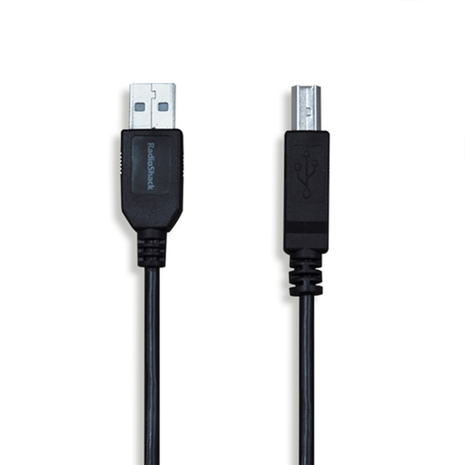 Cable USB A a USB B RadioShack / 1.82m / Plástico / Negro Cable USB A a USB B RadioShack / 1.82m / Plástico / Negro