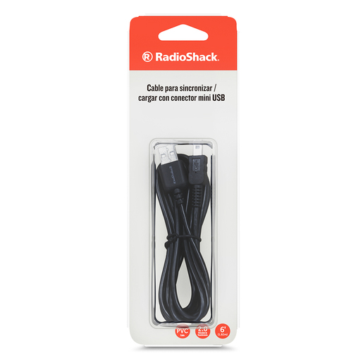 Cable USB a Mini USB RadioShack 1.82 m Plástico Negro