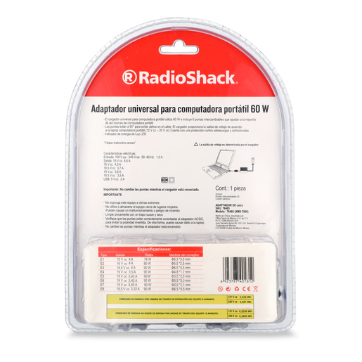 Cargador Universal para Laptop RadioShack / 2 Puertos USB / 60 W / Negro Cargador Universal para Laptop RadioShack / 2 Puertos USB / 60 W / Negro