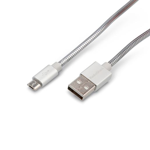 Cable USB a Micro USB RadioShack / 90 cm / Metal / Plata Cable USB a Micro USB RadioShack / 90 cm / Metal / Plata