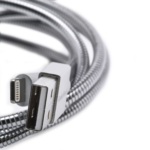 Cable USB a Lightning RadioShack / MFi / 90 cm / Metal / Plata