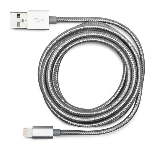 Cable Lightning a USB A RadioShack MFi 1.8 m Trenzado Plata Cable Lightning a USB A RadioShack MFi 1.8 m Trenzado Plata