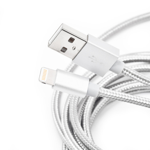 Cable Lightning a USB A RadioShack MFi 1.8 m Trenzado Plata Cable Lightning a USB A RadioShack MFi 1.8 m Trenzado Plata