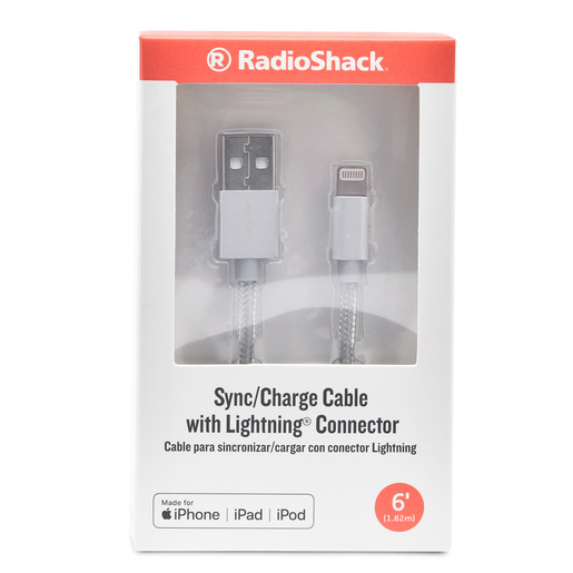 Cable Lightning a USB A RadioShack MFi 1.8 m Trenzado Plata