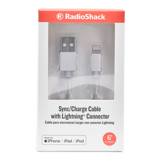 Cable Lightning a USB A RadioShack MFi 1.8 m Trenzado Plata Cable Lightning a USB A RadioShack MFi 1.8 m Trenzado Plata