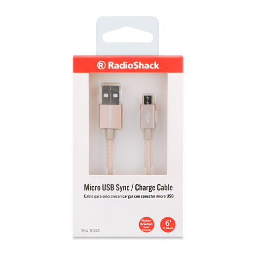 Cable USB a Micro USB RadioShack / 1.8 m / Trenzado / Oro Cable USB a Micro USB RadioShack / 1.8 m / Trenzado / Oro
