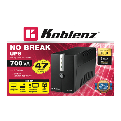 No Break Koblenz 7016 USB/R / 6 contactos / 700 VA / Negro