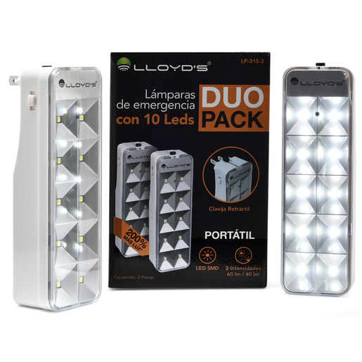 Juego de Lámparas Led de Emergencia Lloyds LP 315 / Blanco / 2 piezas