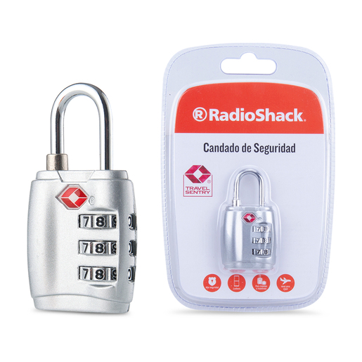 Candado de Metal para Viaje RadioShack 3 cifras Plata Candado de Metal para Viaje RadioShack 3 cifras Plata