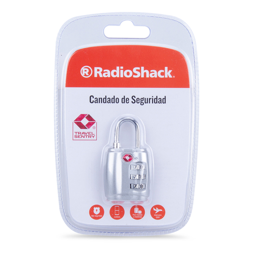 Candado de Metal para Viaje RadioShack 3 cifras Plata Candado de Metal para Viaje RadioShack 3 cifras Plata