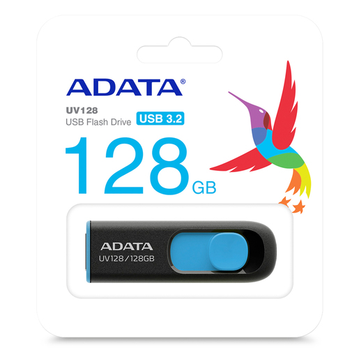 Memoria USB 3.0 Adata UV128 / 128 gb / Negro con Azul 