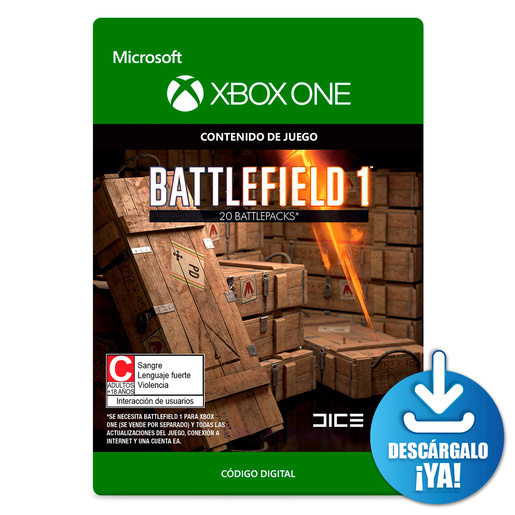 Battlefield 1 Battlepacks x 20 / Contenido de juego digital / Xbox One / Descargable Battlefield 1 Battlepacks x 20 / Contenido de juego digital / Xbox One / Descargable
