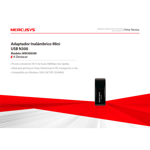 Adaptador Mini USB 2.0 WiFi Mercusys / Ne
