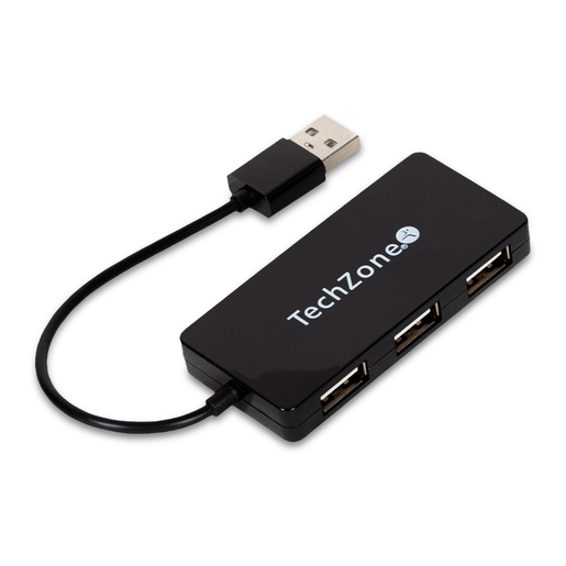 Hub TechZone USB TZ17HUB02 4 puertos PC Laptop Mac Negro