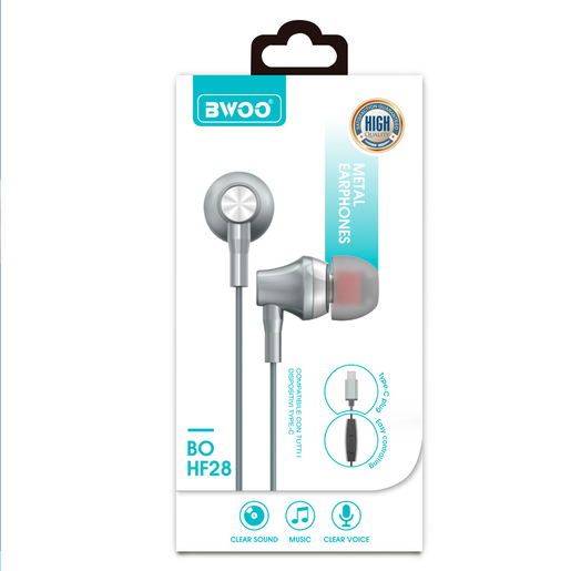 Audífonos BWOO BO HF28 / In ear / Plata