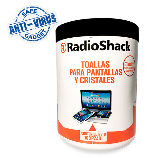 Toallas Desinfectantes para Dispositivos Electrónicos RadioShack / 100 piezas Toallas Desinfectantes para Dispositivos Electrónicos RadioShack / 100 piezas